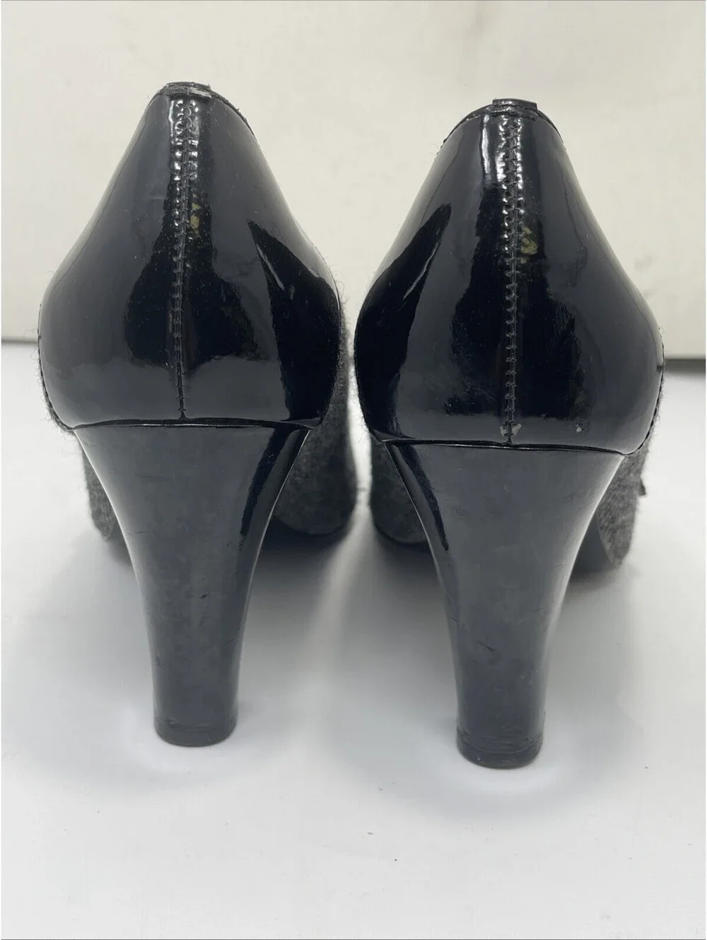 Anne Klein Mary Jane Heel Women's 7.5 SWEET PEA Black Fabric Patent Pump 3.5